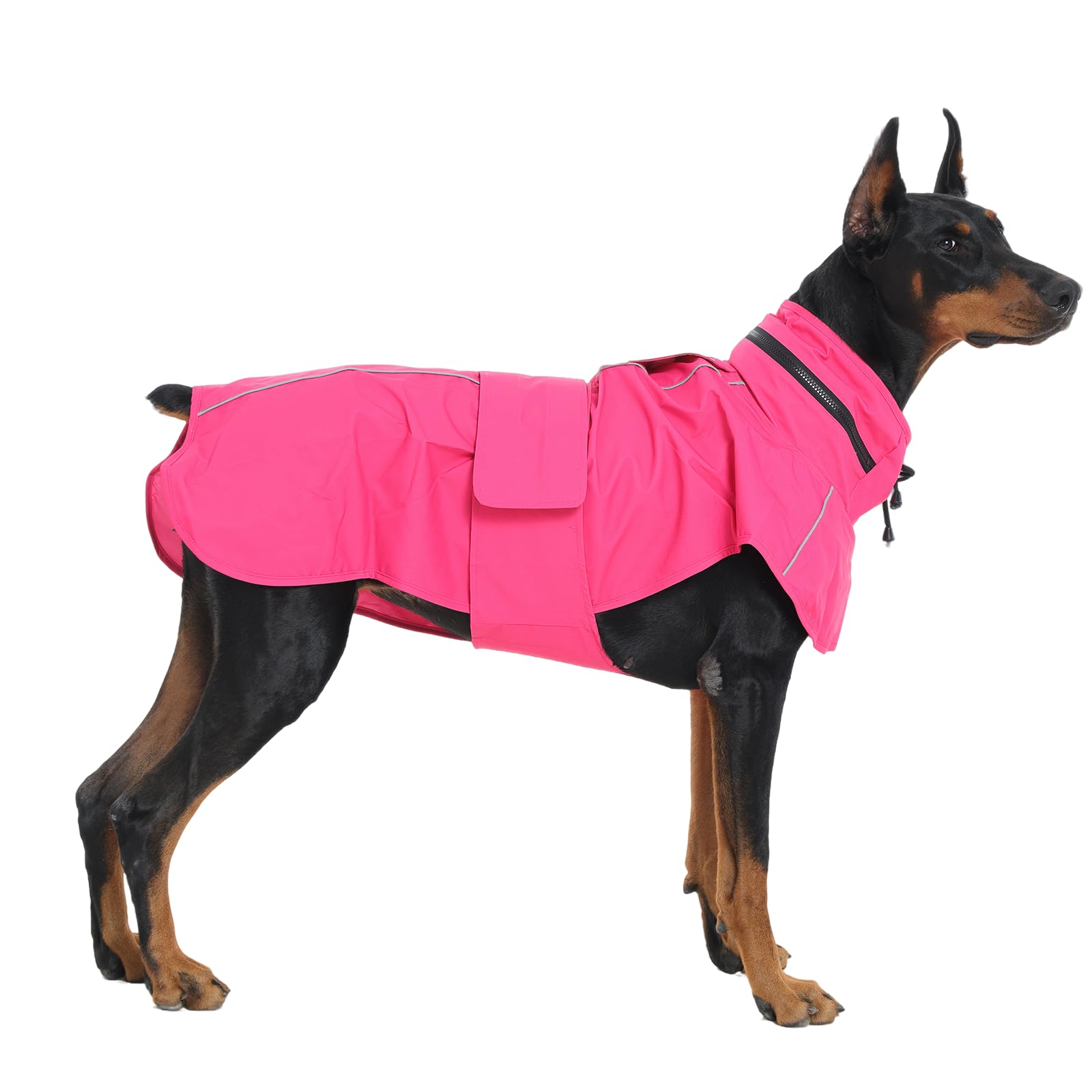 OUOBOB Dog Raincoat, Waterproof Dog Rain Jacket with Hood, Pink 3XL