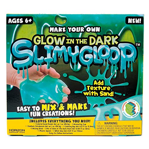 Slimygloop DIY Glow Slime Kit by Horizon Group USA - Mix & Create Stretchy, Squishy, Gooey, Putty - Glow In The Dark Green