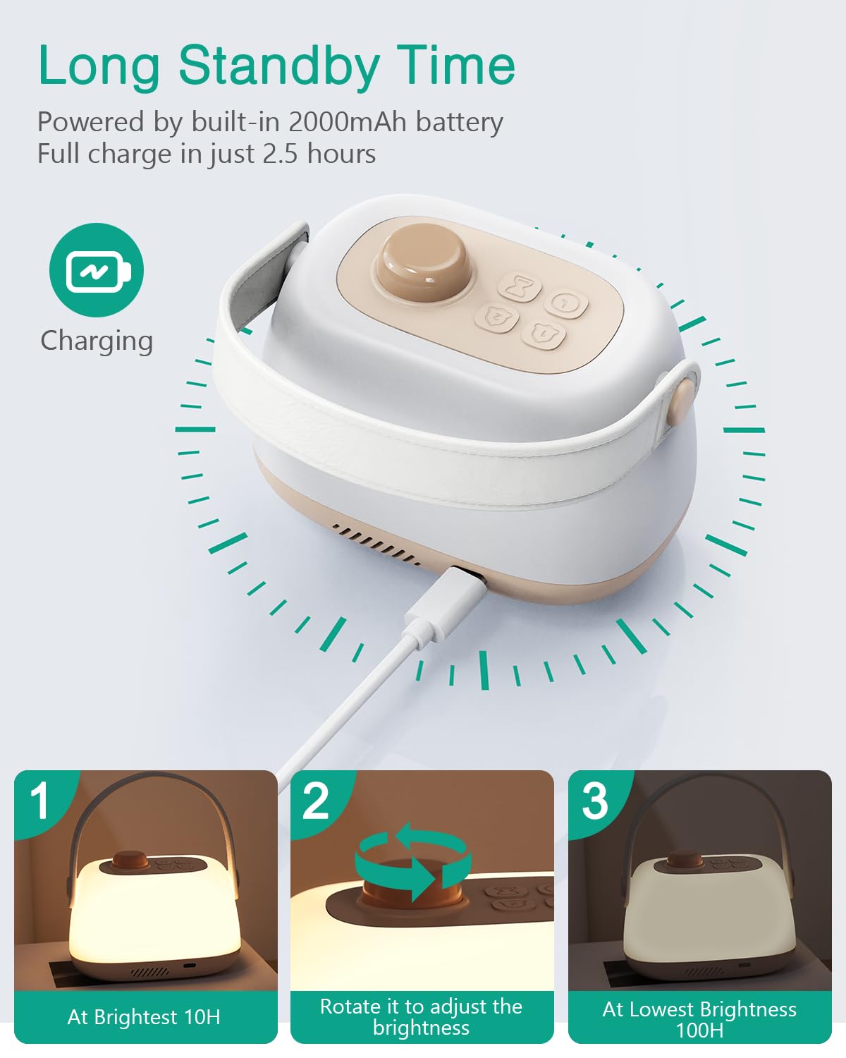 ORIA Nachtlicht für Kinder, LED Lichtwecker mit Doppelalarme, Stufenloses Dimmen, Countdown, Snooze, Nachttischlampe für Kinderzimmer, Babyzimmer, Schlafzimmer