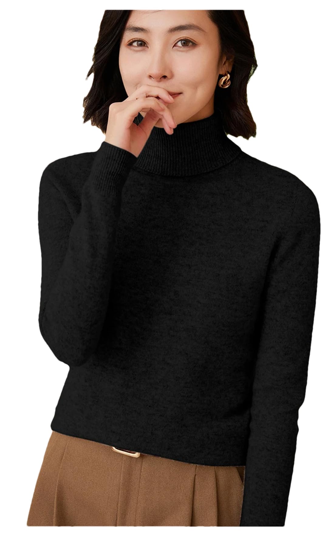 Damski sweter z merynosów, na co dzień, z długim rękawem, golf, miękki, ciepły, dzianinowy pulower