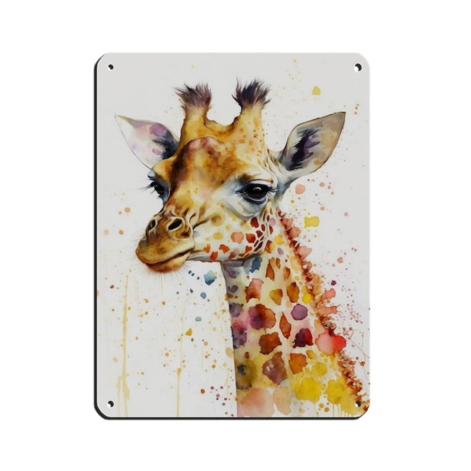 Watercolor Giraffe, Art Poster Tin Sign Vintage Metal Pub Club Cafe Bar Home Wall Art Decoration Poster Retro 12x16inch(30x40cm)