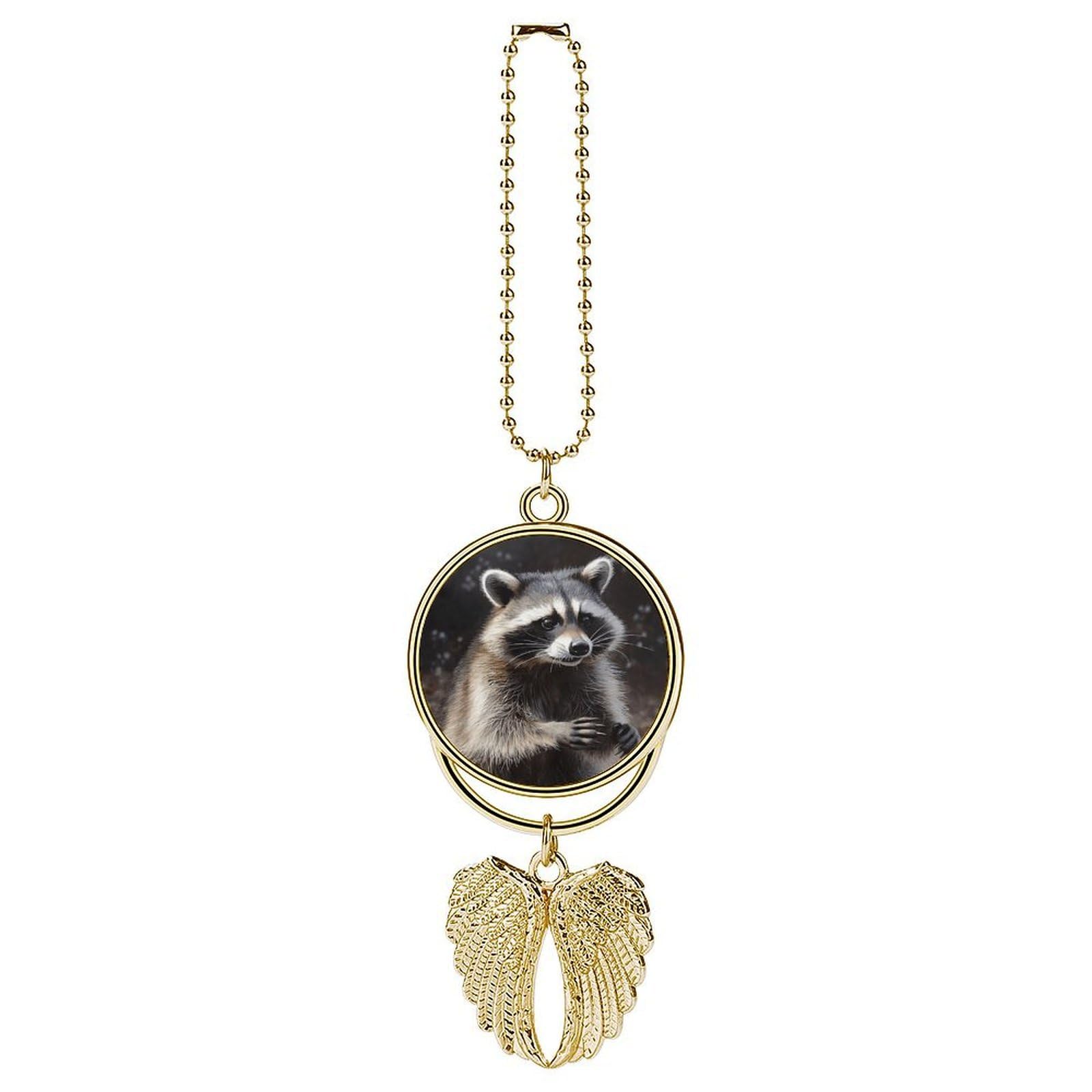 Raccoon Car Pendant Personalized Car Hanging Ornament Auto Rear View Mirror Hanging Decoration Accessories Metal Cars Interior Ornament for Most Cars Truck SUV