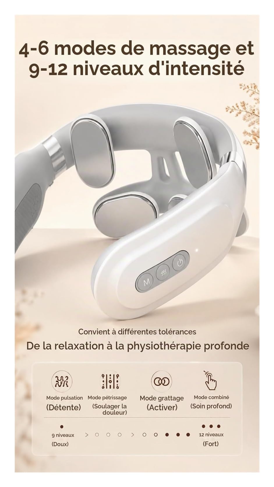 Masseur Cervical Rechargeable à 4 Têtes