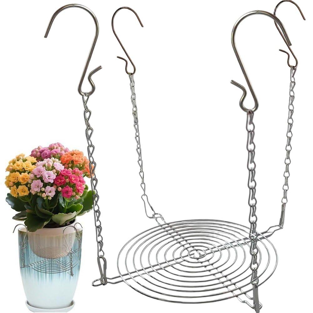 Fituenly Adjustable Planter Insert, Sturdy Stainless Steel Plant Riser with 4 Hooks, Elevate Plants Inside Tall Pots & Large Containers