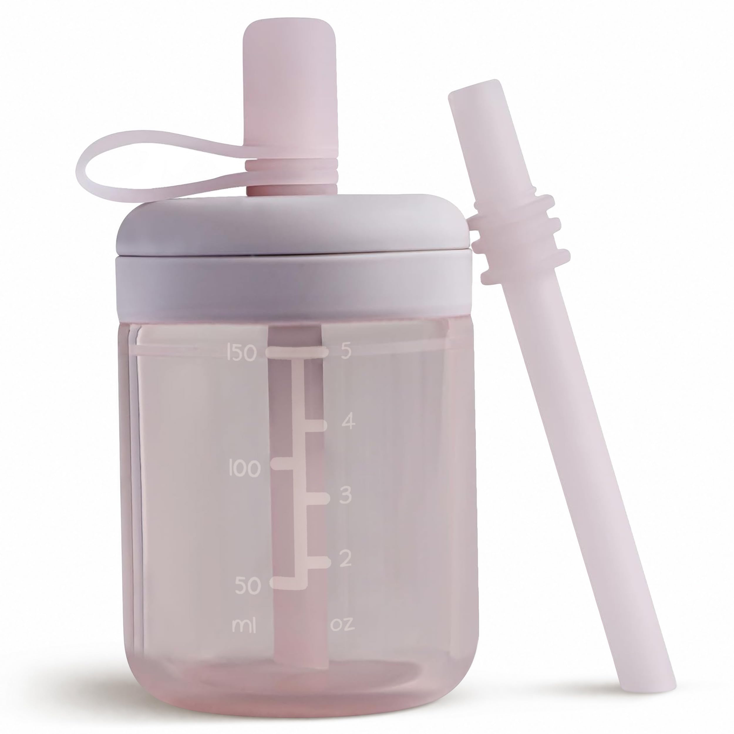 Moonkie Baby Learning Cup, Silicone Baby Straw Cup, Leak Proof Baby Cup, BPA-Free, Dishwasher Safe, 6 Months+, 5 oz(Lilac)-image-48