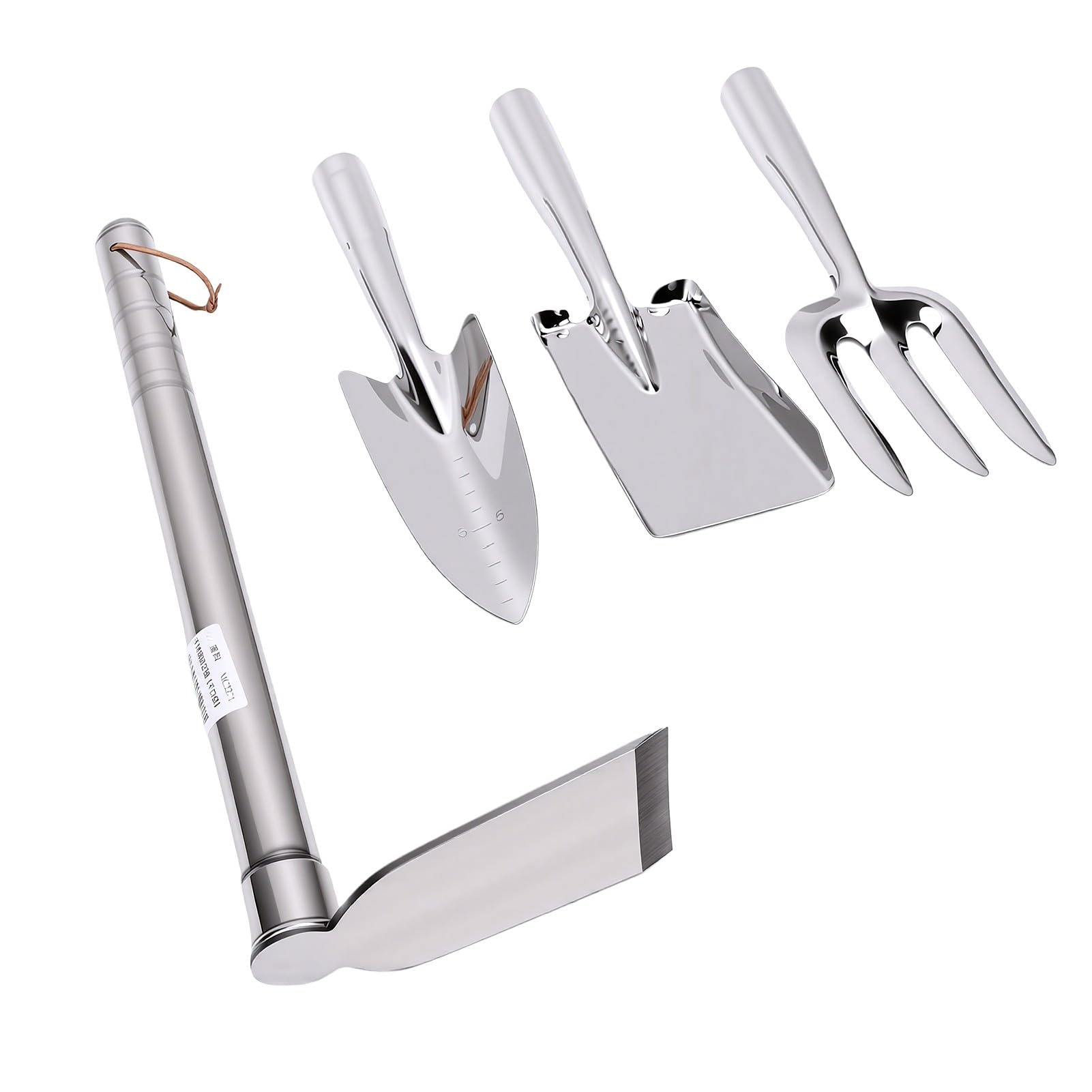 Zunate Set di 4 Zappe da Giardino in Acciaio Inossidabile, Pala da Scavo Portatile Leggera con Manico Antiscivolo, Cazzuole da Giardinaggio per Diserbo, Piantagione e Allentamento del Terreno