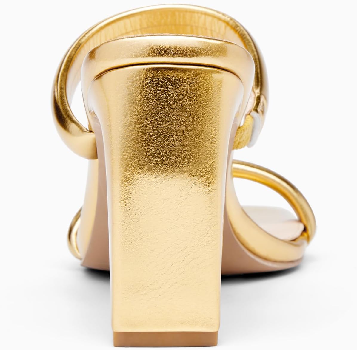 Coutgo Womens Square Open Toe Heeled Sandals Two Strap High Heel Backless Dress Slip On Mules - Image 5