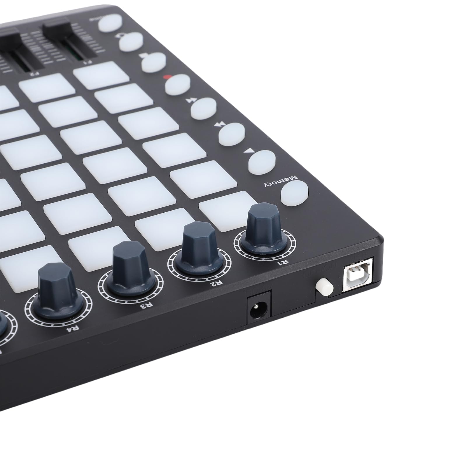 RiToEasysports Controlador MIDI, 48 Pads Retroiluminados RGB con 8 Perillas 8 Atenuadores para Producción Musical, Pad de Batería USB Portátil para DJ Performance Live Studio