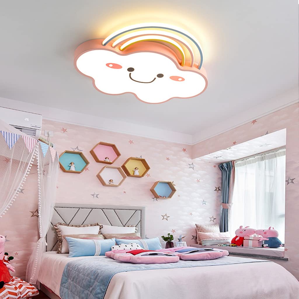 LED Deckenleuchte Regenbogen Wolke Licht Kinderzimmer Lampen Schlafzimmer Moderne Dimmbar Mit Fernbedienung Deckenlampe Kreative Designer Hängeleuchte Für Schlafzimmer Cartoon Lampen (White,60CM)