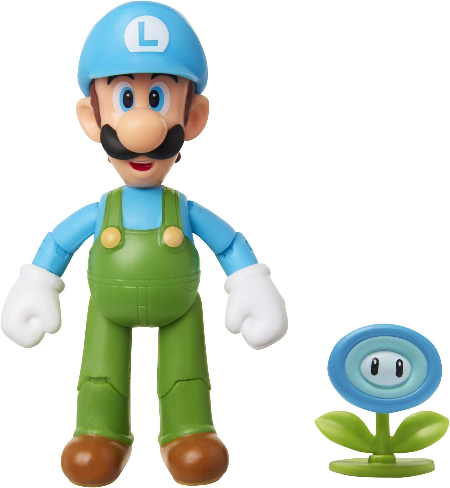Nintendo Super Mario Collectible Ice Luigi 4" Poseable Articulated Action Figure with Ice Flower Accessory, Perfect for Kids & Collectors Alike! for Ages 3+