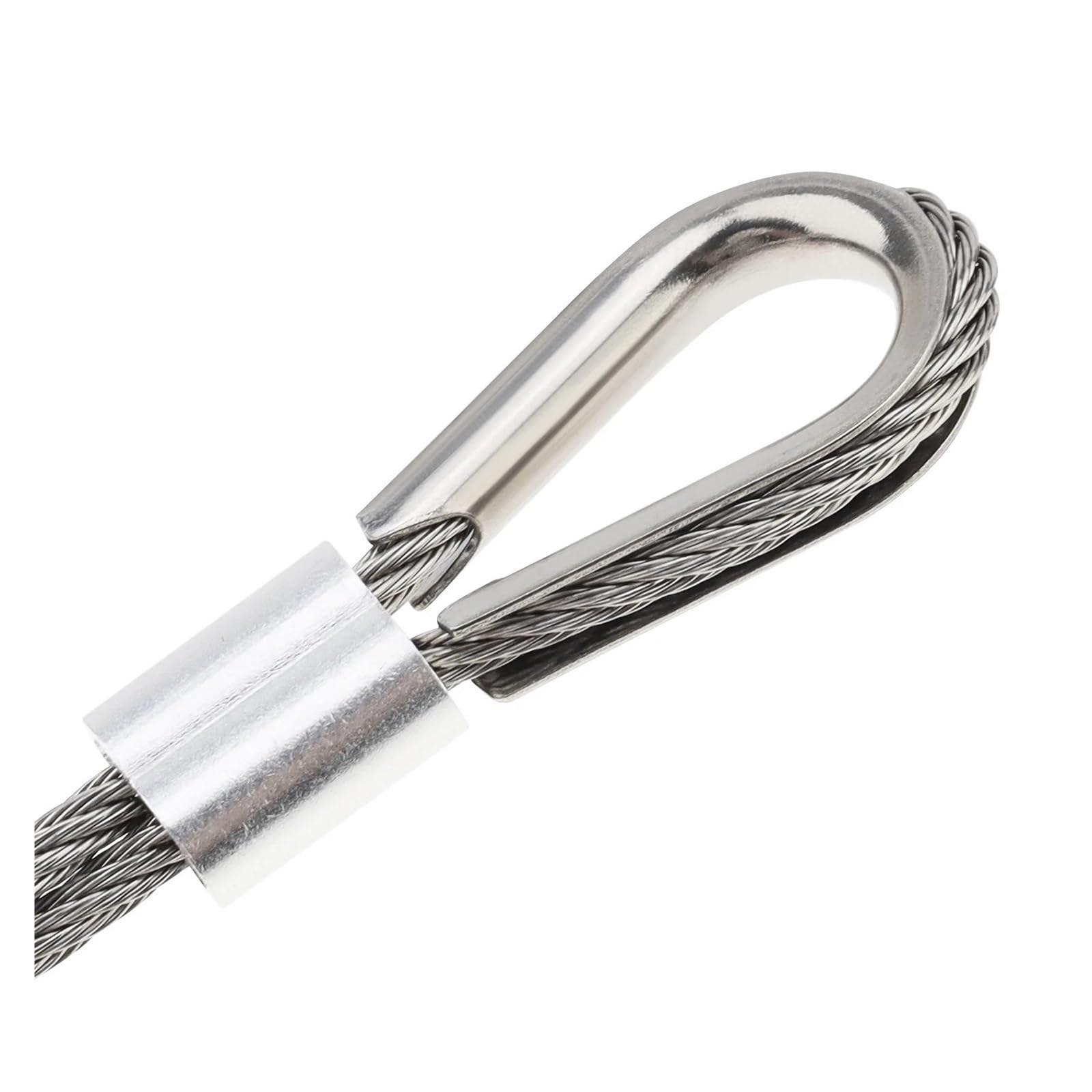 50 Pezzi in Acciaio Inossidabile M3 Fune Metallica ditale Morsetto di Rigging Set for 1/8 Pollici di Diametro Fune Metallica Cavo ditale Morsetto ad Anello Kit