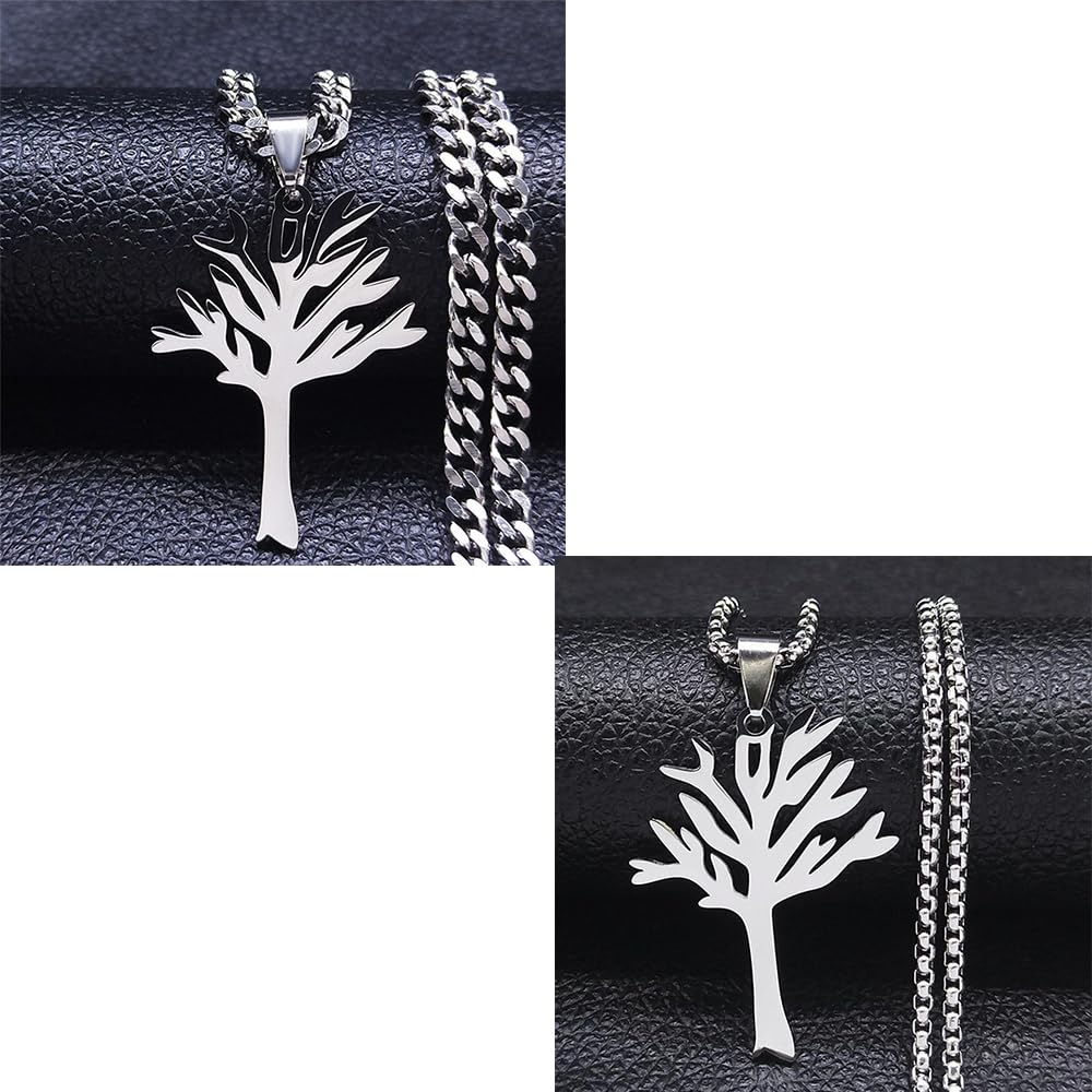 EEJBYTDI Collana con Albero Senza Foglie, Ciondolo in Acciaio