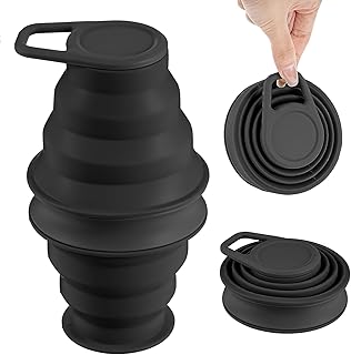 Foldable Portable Sports Travel Water Bottle, 1Pc Collapsible Water Bottle Foldable Water Bottle,Silicone Collapsable Water Bottles Portable and Leak Proof Bottle for Travel Hiking Camping,Black