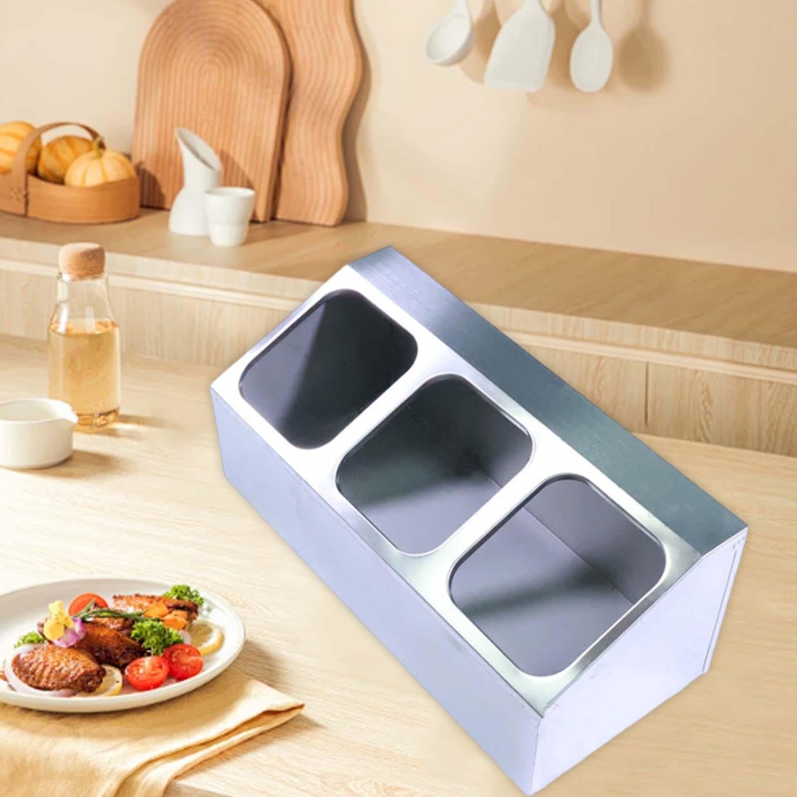 Étagère à Épices Plateau Condiment Compartiment INOX Multi-usages Rangement Ingrédients Adapté Bar Cuisine Préparation Buffet