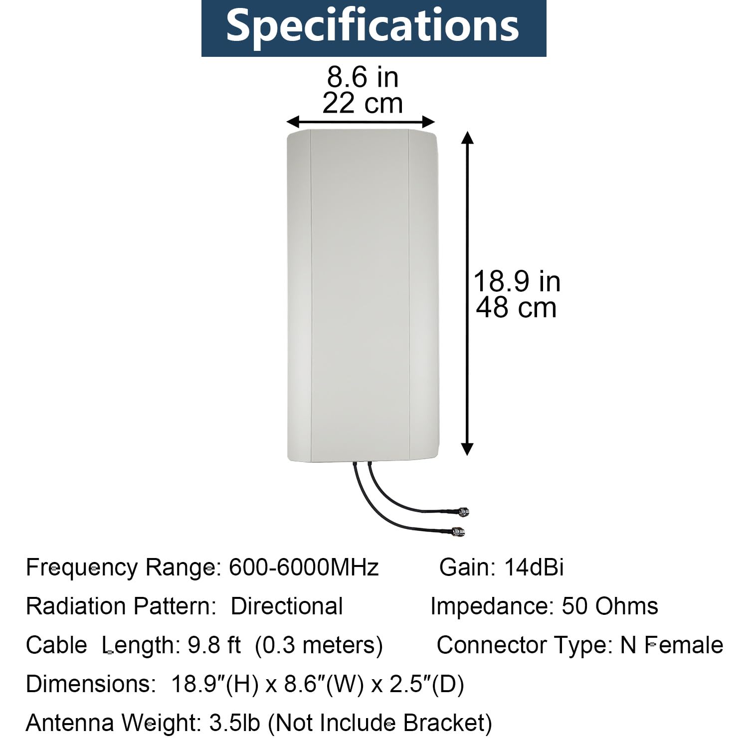 Kit d'antenne 5G NR 4G LTE 2 x 2 MIMO directionnel pour T-Mobile Home Internet, Verizon, AT&T double câble avec connecteur SMA adaptateurs TS9 N type mâle