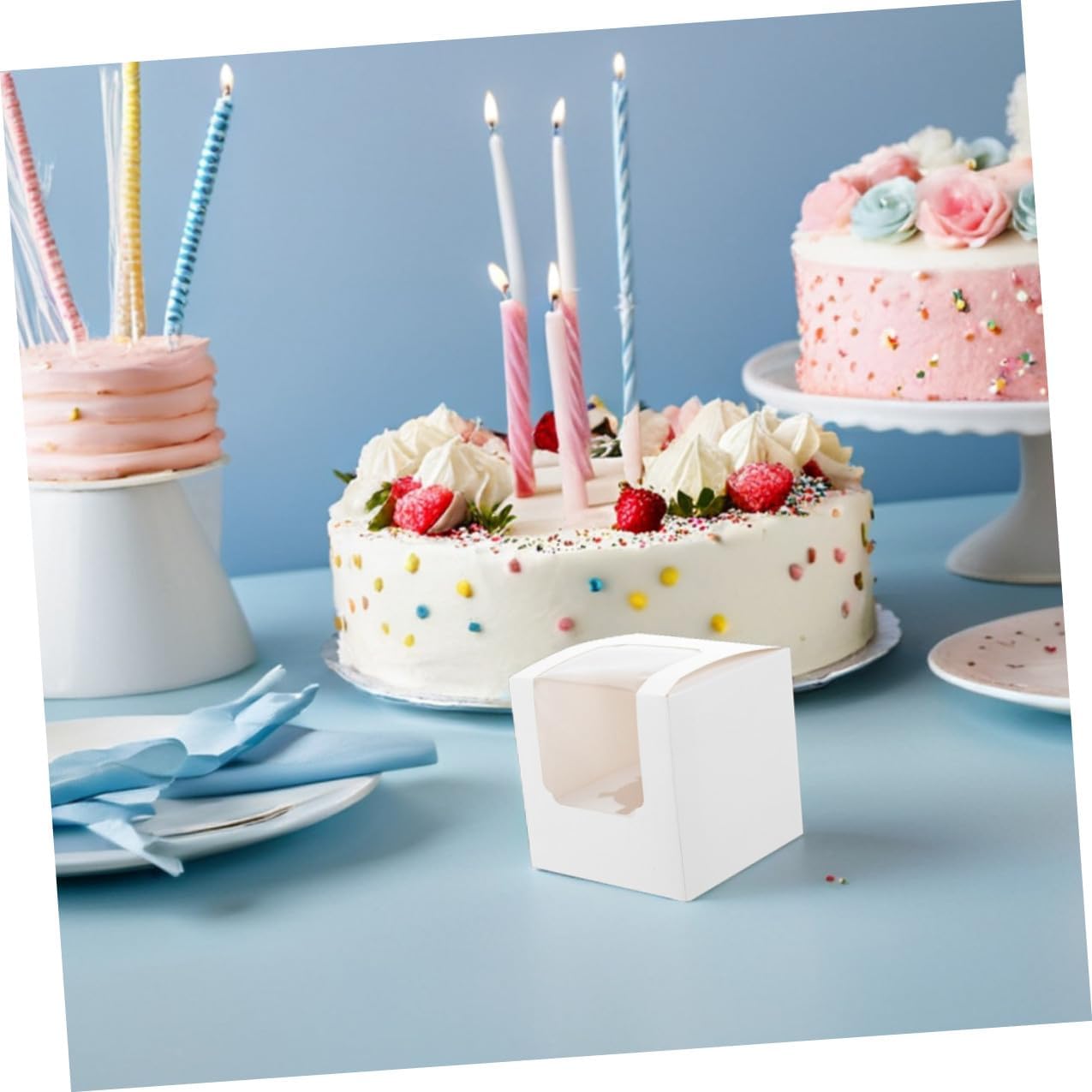 40pcs White Single Cupcake Boxes with Inserts and Window Lids, Individual Cake Containers for Muffins and Pastries, Portable Carrier for Weddings, Birthdays, and Showers