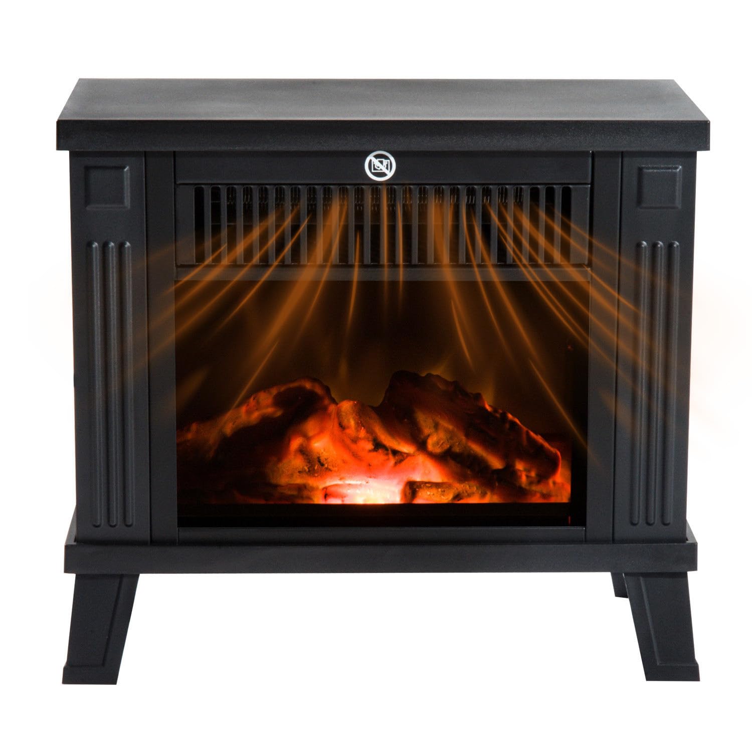 HOMCOM Camino Elettrico da Terra Moderno 600W/1200W, 34x17x31 cm, Nero