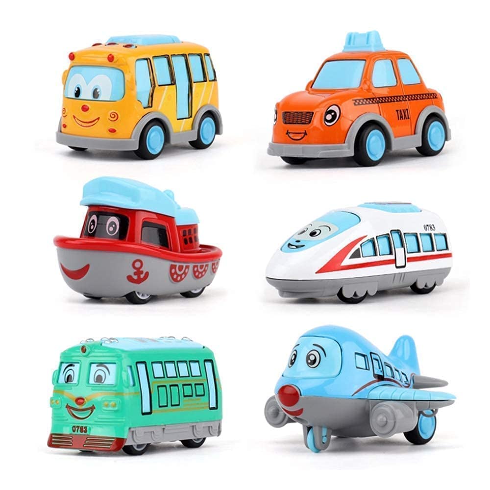 Coelon Diecast Metal Unbreakable Cartoon Car Set of 6 Mini Cars Train Bus Taxi Tram Plane and Ship Pull Back Toy for 2 3 4 5 Year Boys and Girls (B0C2JBMD45) Amazon Price History, Amazon Price Tracker