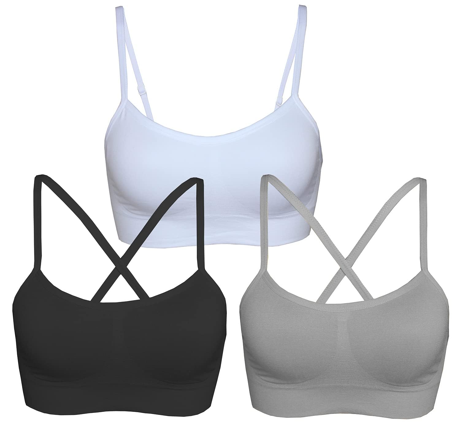 AKAMC Women's Cross Back Sport Bras,Adjustable Straps Padded Criss Cross Cropped Bras for Yoga Workout Fitness