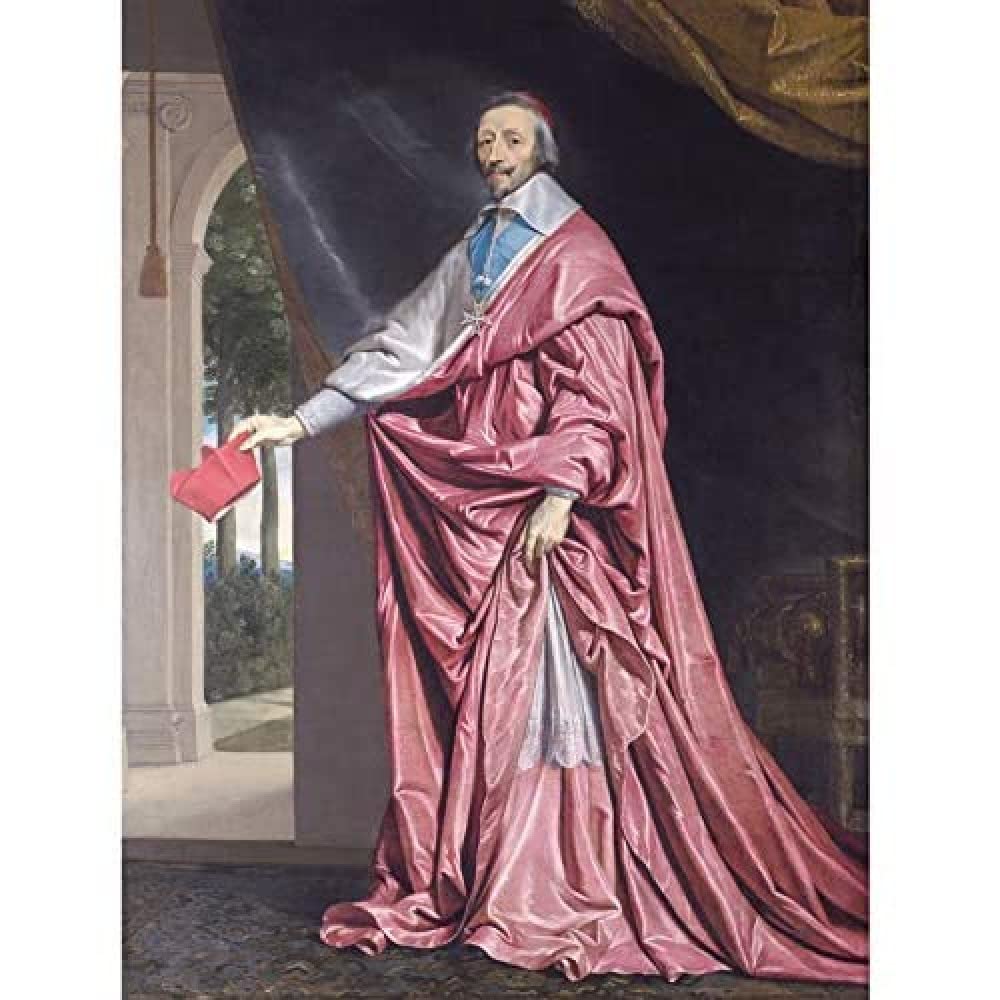 De Champaigne Portrait Cardinal Richelieu Painting Art Print Canvas Premium Wall Decor Poster Mural