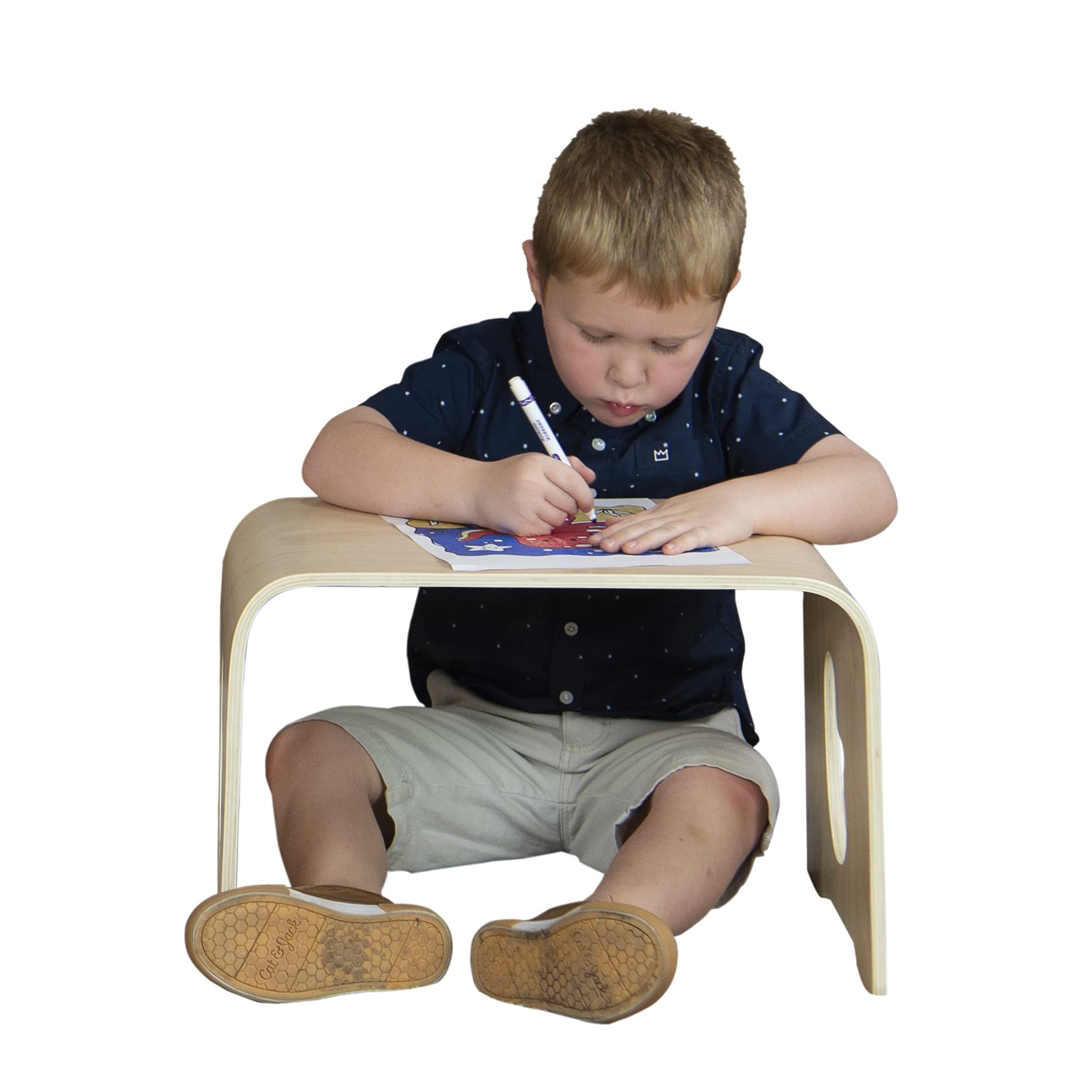 RRIGoods Kids Lap Table, Ergonomic Portable Lap Desk, Activity Table, Breakfast/Bed Table, Natural [Set of 4]