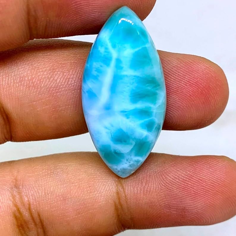 Larimar naturel en cabochon pour fabriquer un collier d'été style bohème - 4