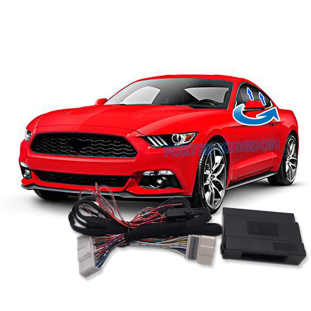 Automatic Power Window Closer & Auto Fold/Unfold Side Mirrors Kit for Ford Mustang GT 2015-2019, Plug & Play Car Accessories, Intelligent Window Lift Close Module System