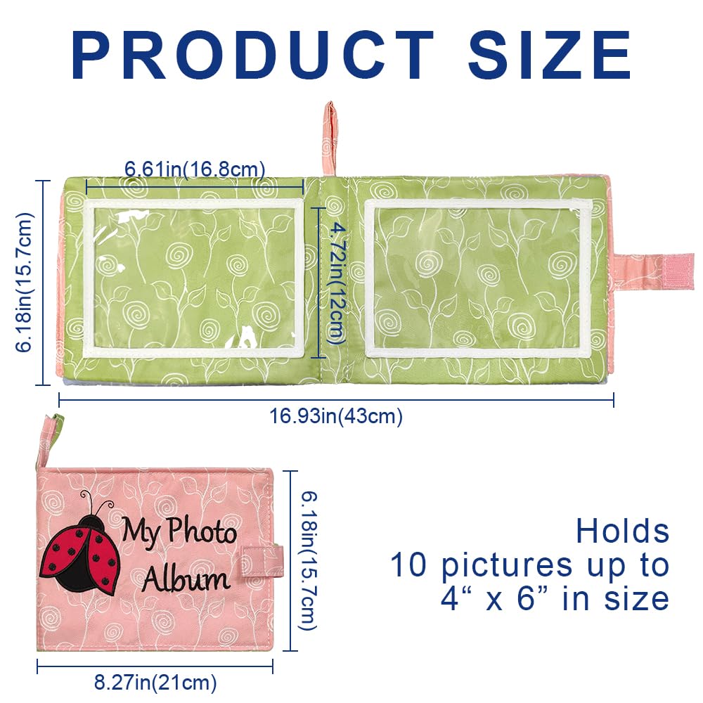 Baby Soft Photo Albums My First Family Album Soft Cloth Baby Photo Book My First Family Photo Album -Soft Cloth,Baby Safe,Holds 4x6 Photo Album (Pink)