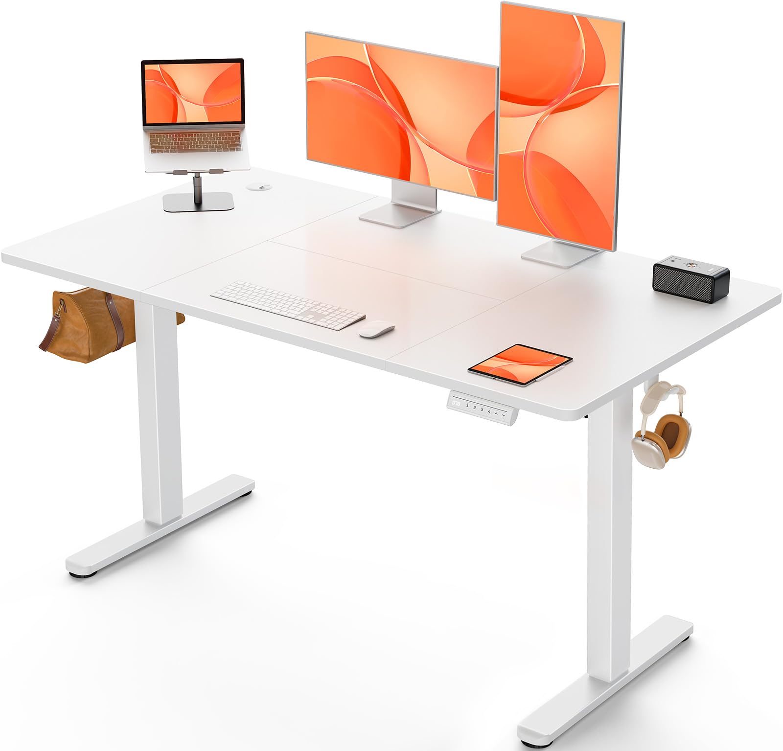 ErGear Scrivania Regolabile in Altezza per Ufficio e Computer 140 x 70 cm, Con Pannello Intelligente a 4 Memorie e Piano Assemblato