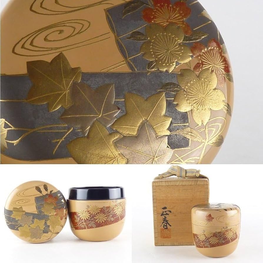 Amazon.co.jp: 扇屋荒井正春 白漆 花筏蒔絵 棗 共箱 高さ 約6.5cm 幅