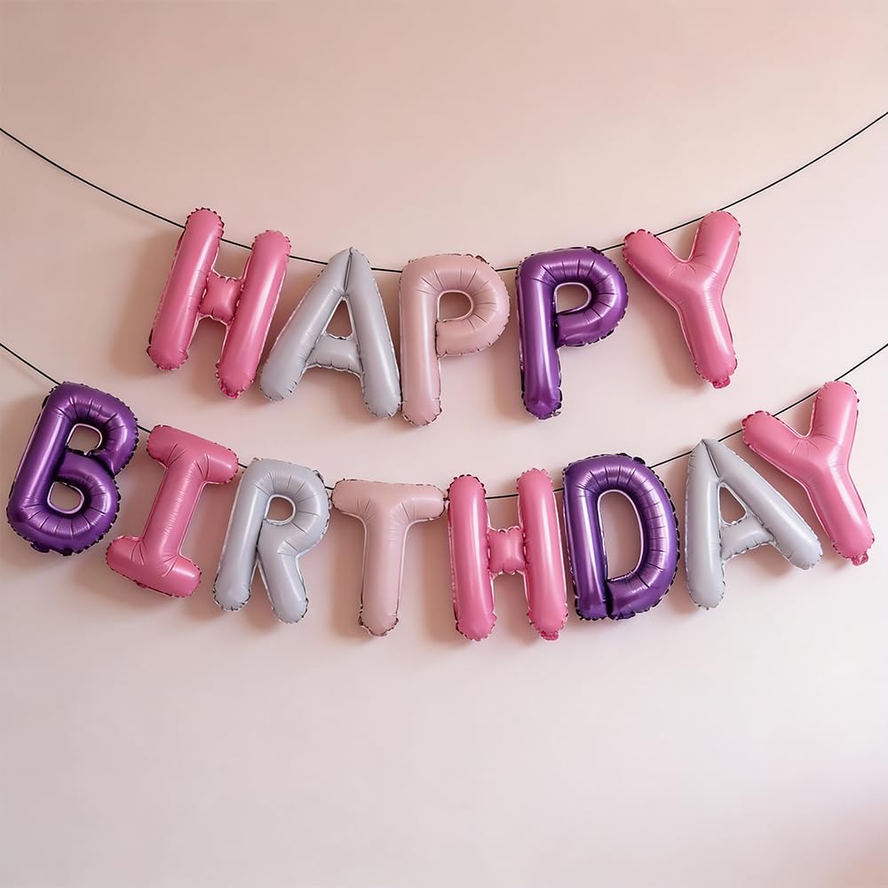 Happy Birthday Balloons Self-Sealing - 12 Pack Quick Inflate Princess Theme Party Decorations with Mixed Colors, No Leak Aluminum Foil Balloons for Birthday