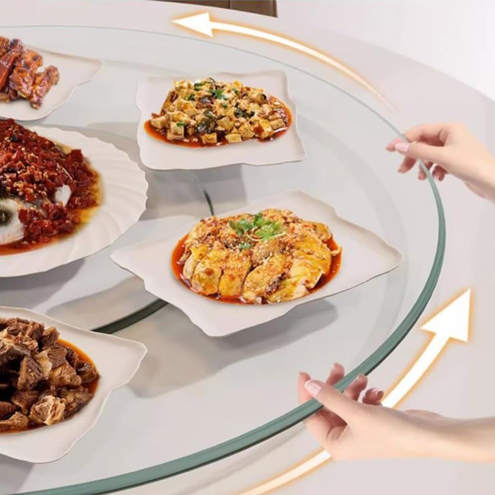 Plato Giratorio Redondo De Vidrio Lazy Susan, Bandeja Giratoria De 360°, Bandeja De Servicio Transparente, Plato De Servicio De Vidrio Templado para Mesa De Comedor(60cm (24inch))