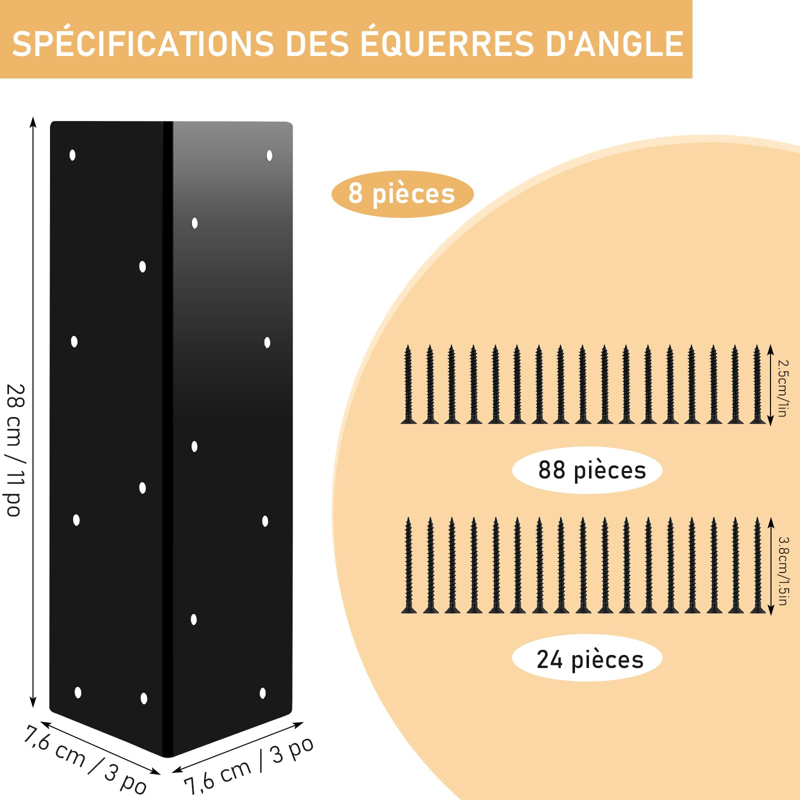 Lot de 8 Supports d'angle en Métal pour Parterre de Jardin Surélevé