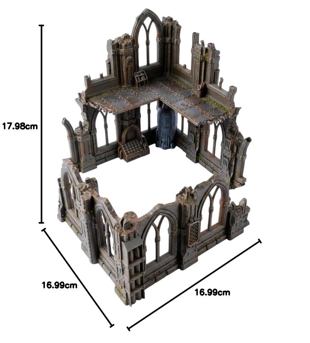 Gotische Ruinen Serie - Set 2: Zweigeteilte Ruine mit Zwei- und EIN-Geschossigen Abschnitten, Maßstab 28/32mm