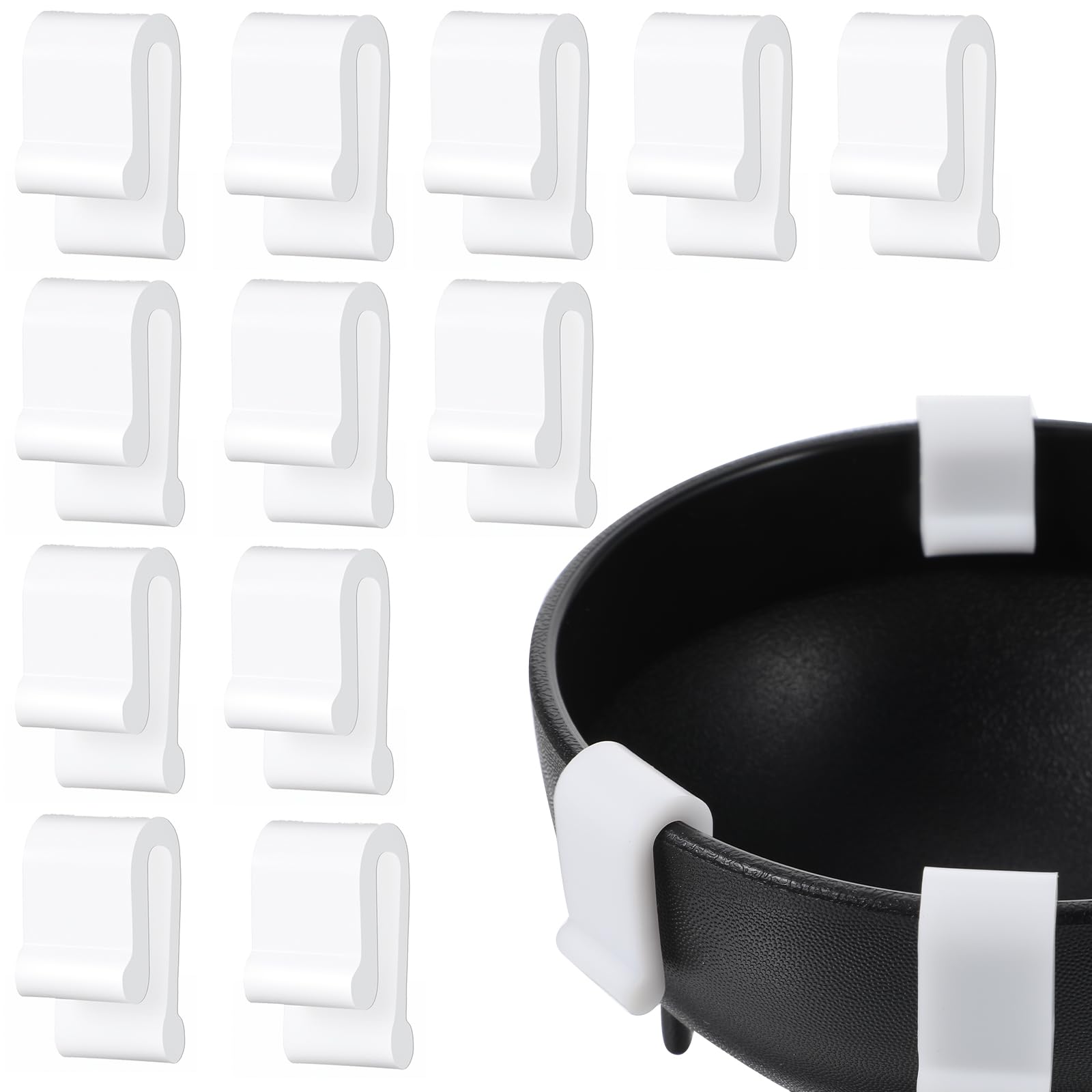12 Pcs Dutch Oven Pot Lid Protector Clips Lid Lifter Pots And Pans Silicone Cookware Protector Plastic Pan Protective Clips Pot Bumpers Lifter Accessories For Stacking & Display Of Dutch Oven Pots