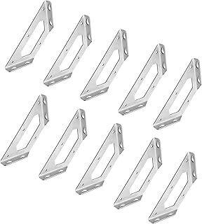 LIKERAINY Corner Braces Joints 100x100mm Right Angle Brackets Fastener Stainless Steel Plates Triangular Shape Furniture Shelf Support Connectors 10 Pieces