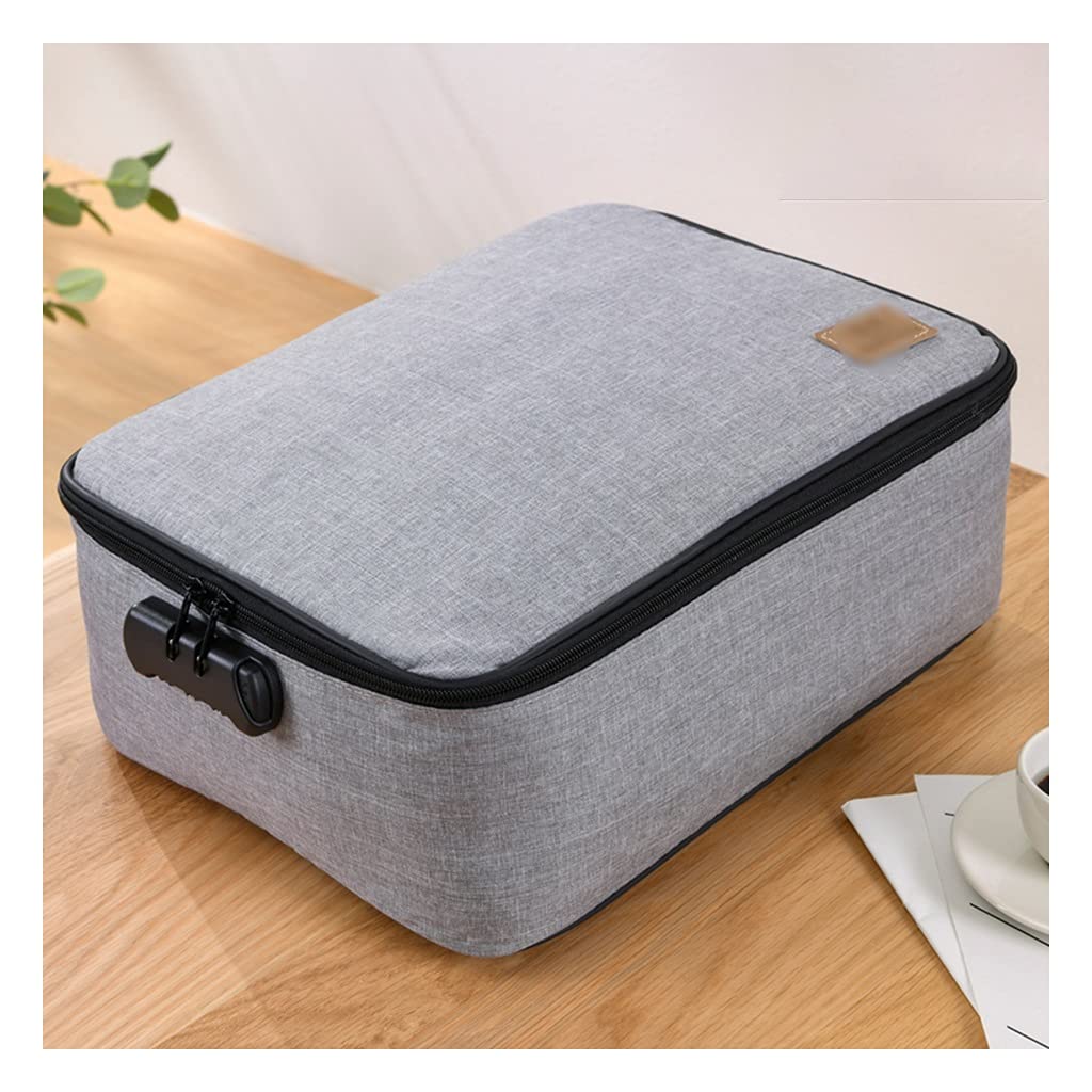 Dokumententasche a4, Aktenhalter, Organizer für wichtige Dokumente, mehrlagiger großer Stauraum und Passwortsperre, Home Office Reisesichere Tasche für wichtige Akten, Reisepass ( Color : Light gray )