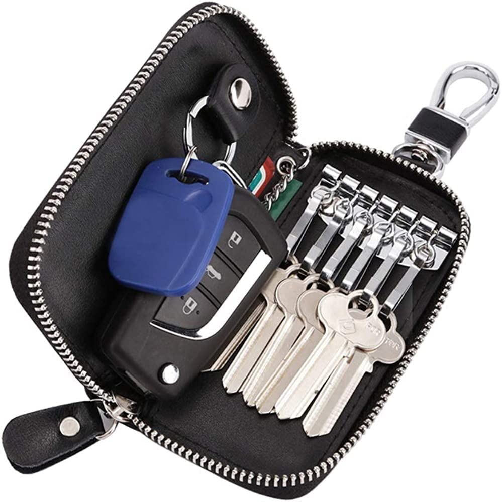 Portachiavi In Pelle Con Doppia Cerniera - Mini Portafoglio Multifunzione Per Auto E Casa (Verde) - Foto 12