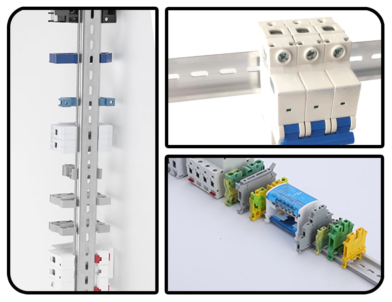 3 Guide DIN 200mm - Per Morsettiere, Quadri Elettrici, Montaggio Apparecchiature