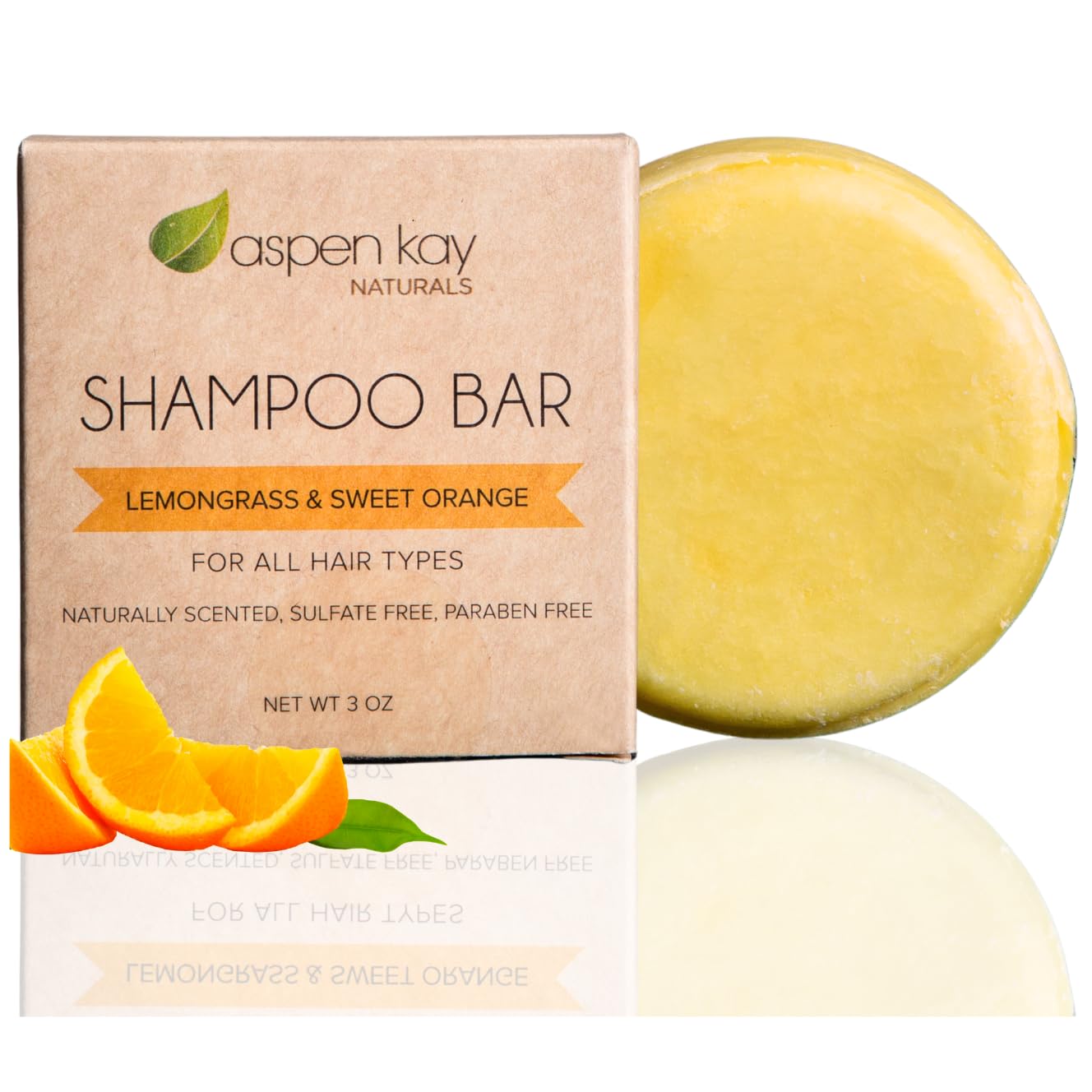 Aspen Kay Naturals Solid Shampoo Bar, Made With & Organic Ingredients, All Hair Types, Sulphate-Free, Cruelty-Free & Vegan 90ml Bar