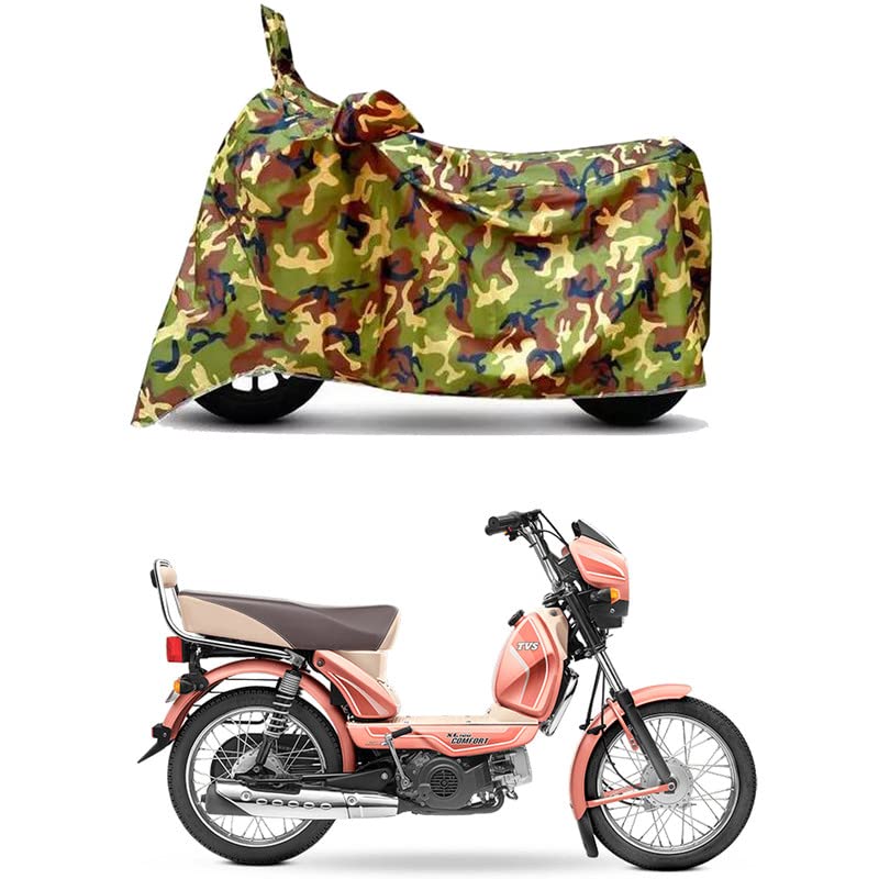 Image of Waterproof 100% PVC Coated Bike Scooty Two Wheeler Body Cover Compatible for TVS XL100 Comfort i-Touch /UV-Rays /Heat Protection /Birds Dropping /Scratchproof /Dust Proof /All [6X6 Jungle Print]