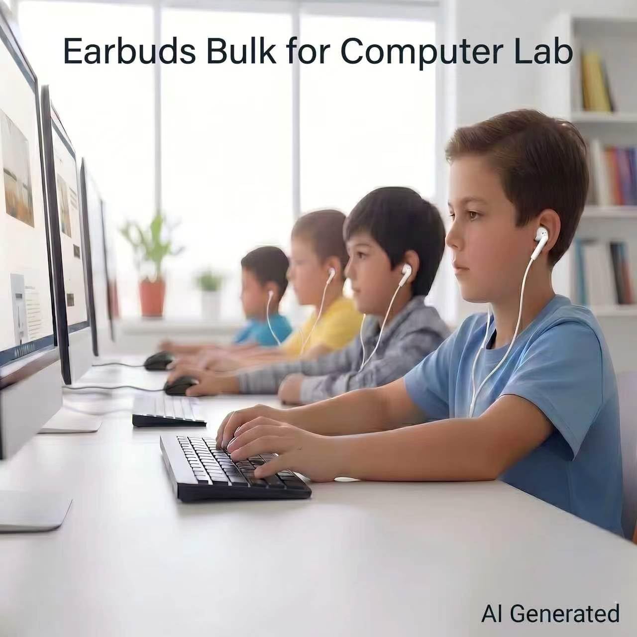 Lot de 100 écouteurs intra-auriculaires filaires pour salles de classe, prise 3,5 mm, sans microphone, pour étudiants, écoles, bibliothèques et laboratoires informatiques, emballés