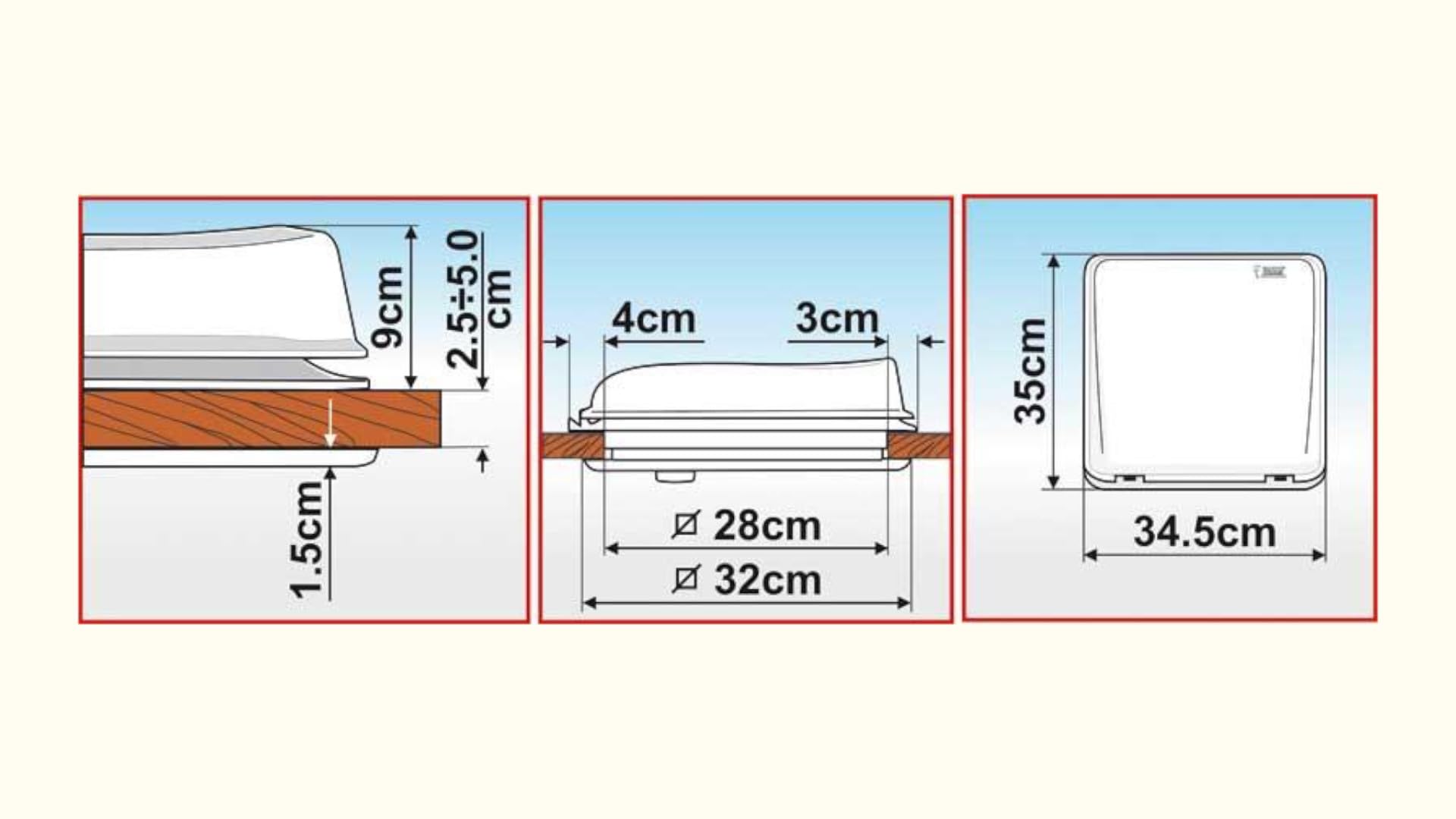 Fiamma Vent 28 Dachhaube - 28 x 28 - weiß