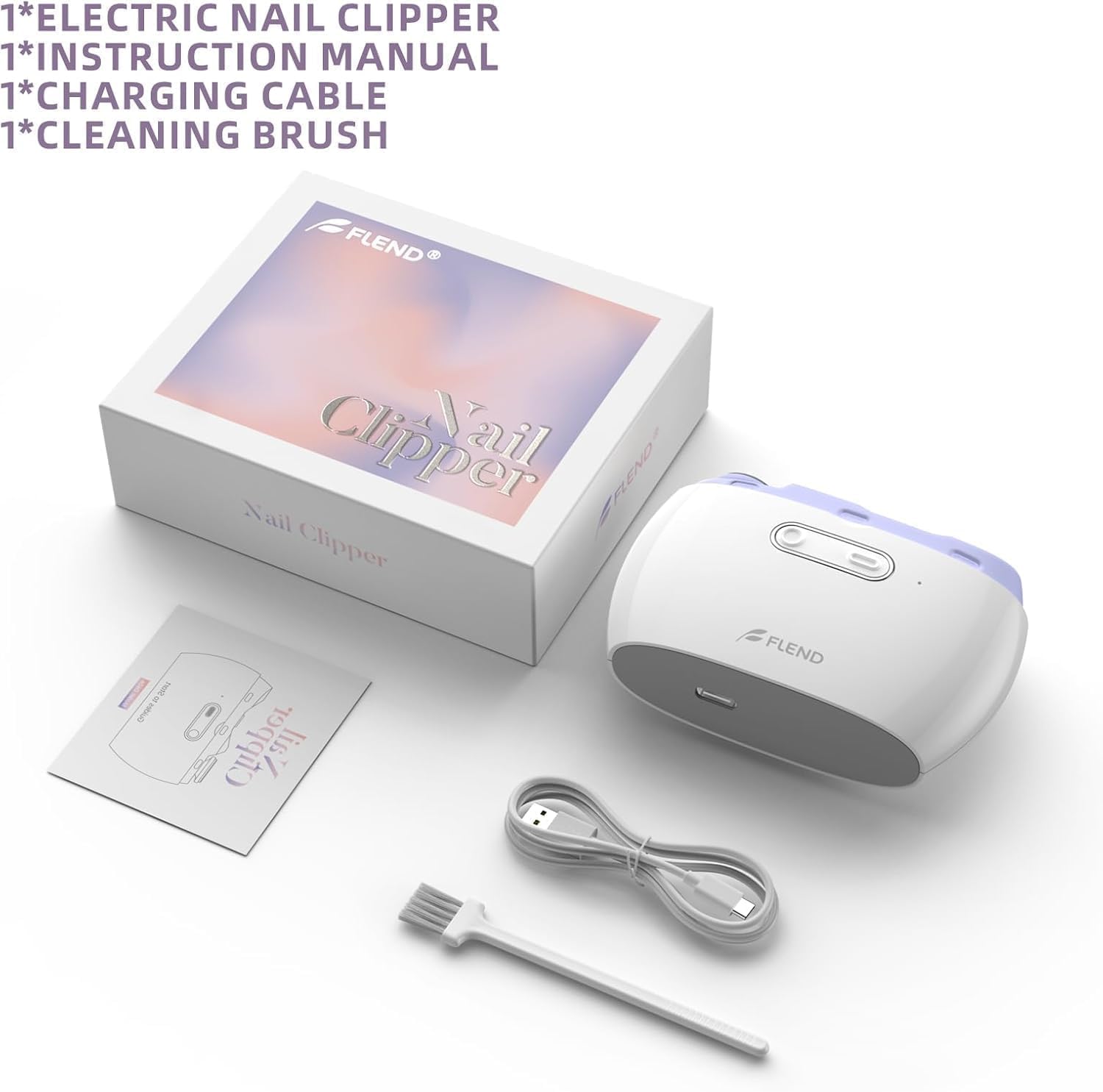 Elektrischer Nagelknipser, Automatischer 2-in-1 Nagelschneider & Feile, kabellos wiederaufladbar mit LED, sanft & leise, hautschonend für Babys, Kinder, Erwachsene, Senioren, sicheres Schneiden