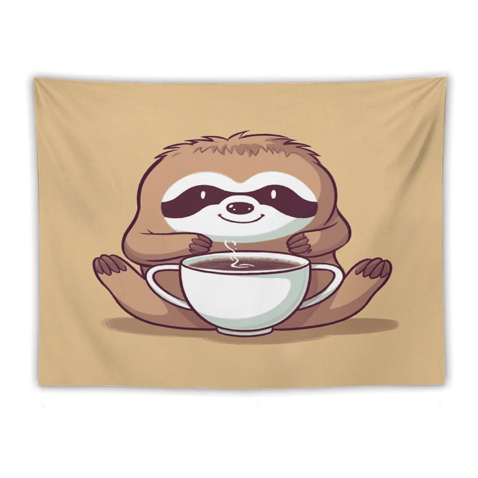 LDGSUPH Yoga Sloth Coffee Tapestry Wall Hanging Decor Anti-fading Aesthetic Wall Tapestries Fashion Wall Blanket Decor Modern Wall Art Tapestry for Bedroom Home Decor 60"x80"