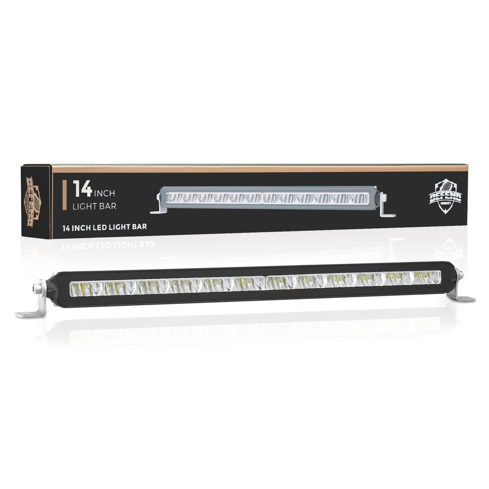 DEFEND INDUST 14 Inch LED Light Bar Single Row 8800 LM Flood & Spot Beam Combo Off Road Slim Light Bar for Pickup SUV ATV UTV Truck Bumper