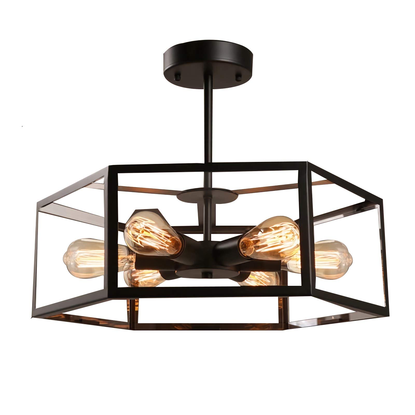 (Incomplete missing pieces)Pendant Light, Industrial Vintage 6-Light Chandeliers, E26/E27 Base, Rustic Black Metal Ceiling Light Fixtures for Kitchen Dining Room Living Room Bedroom