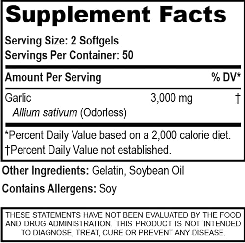 Miniatura 6 de Ajo inodoro (AJO) - Apoya la salud cardiovascular - Promueve el colesterol saludable - Apoyo al sistema inmunológico - 100 cápsulas blandas