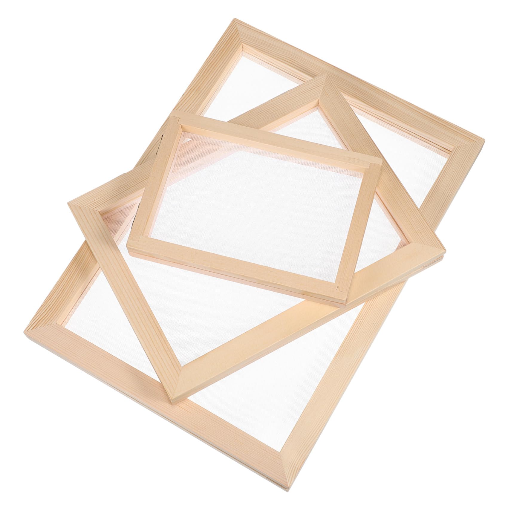 Beatifufu 3 Pcs Paper Making Screens Paper Making Frames Wooden DIY Frame Printing