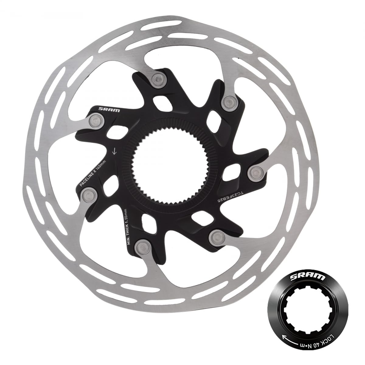 SRAM Disco Freno paceline X Two Pieces 140mm Center Lock Arrotondato con ghiera